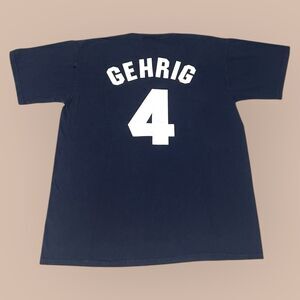 VTG 90s Cooperstown Collection Majestic Lou Gehrig Shirt Jersey Tee NY Yankees